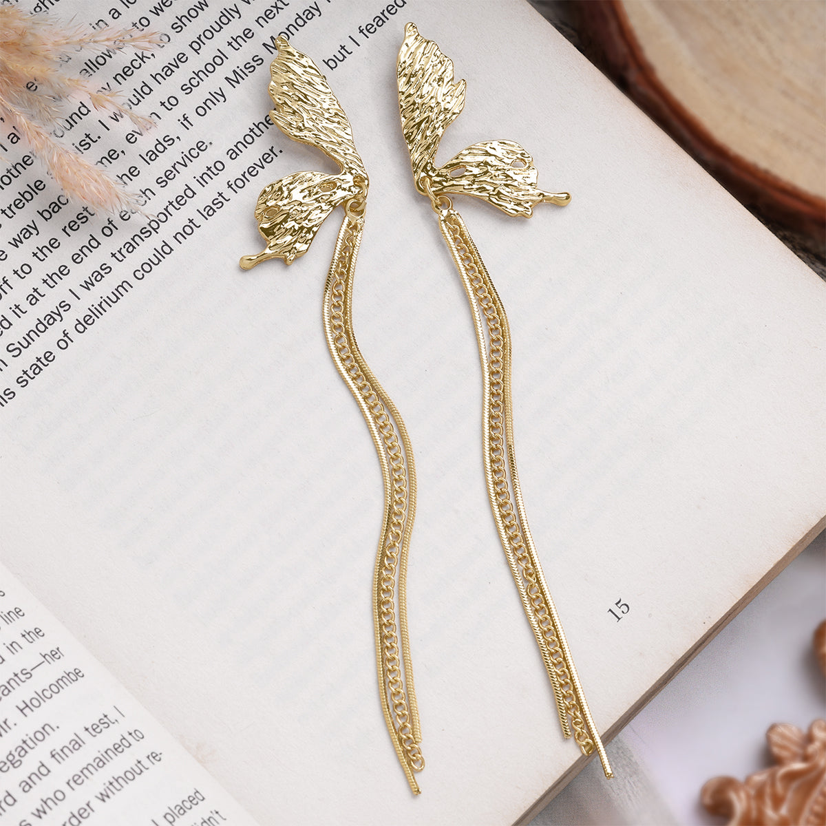 Gold Flutter Tassel Earrings