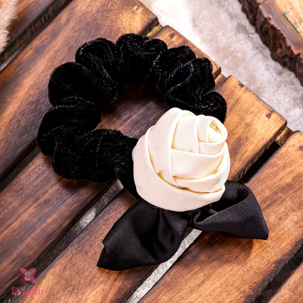 Black Blossom Hair Tie