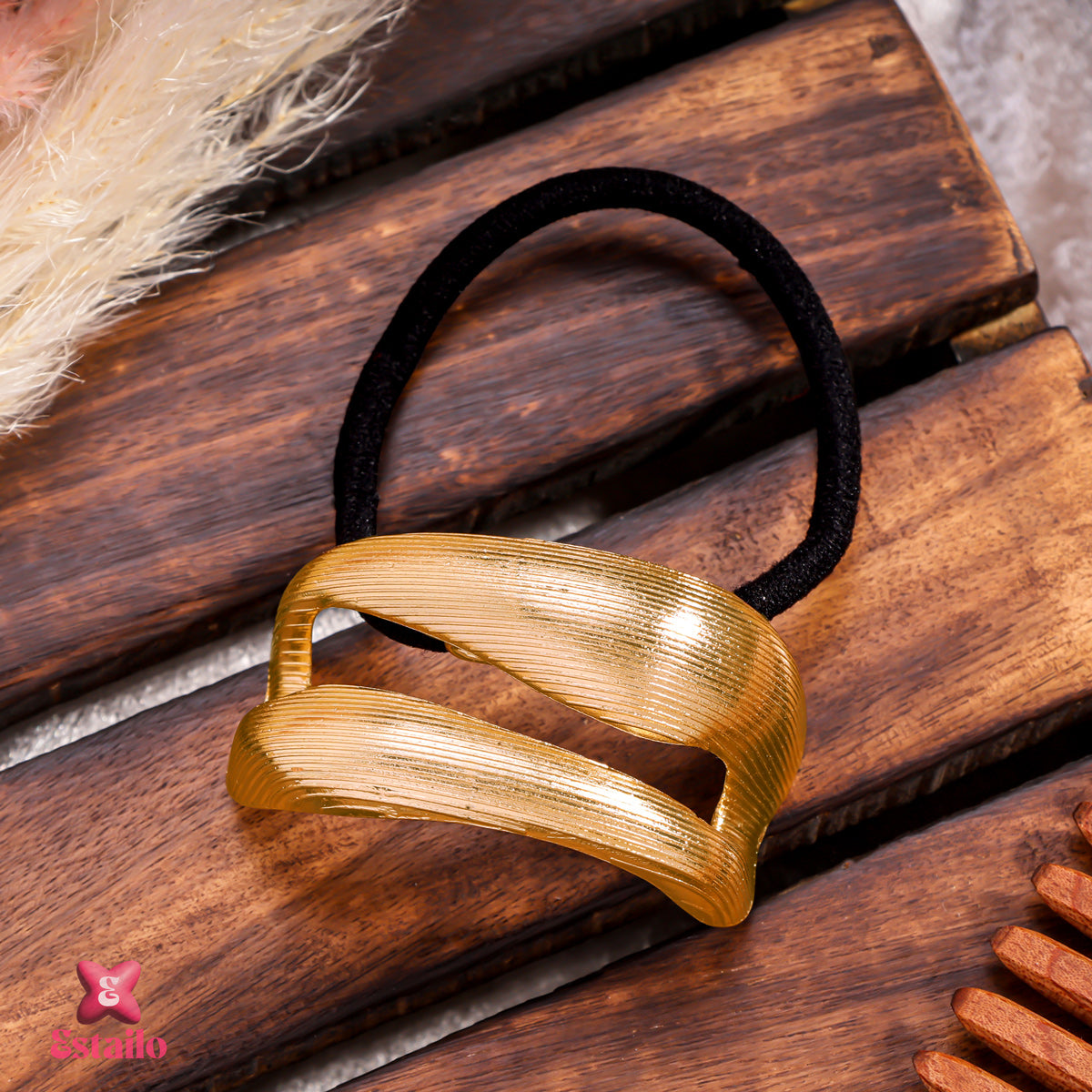 Crinkled Gold Hair Tie