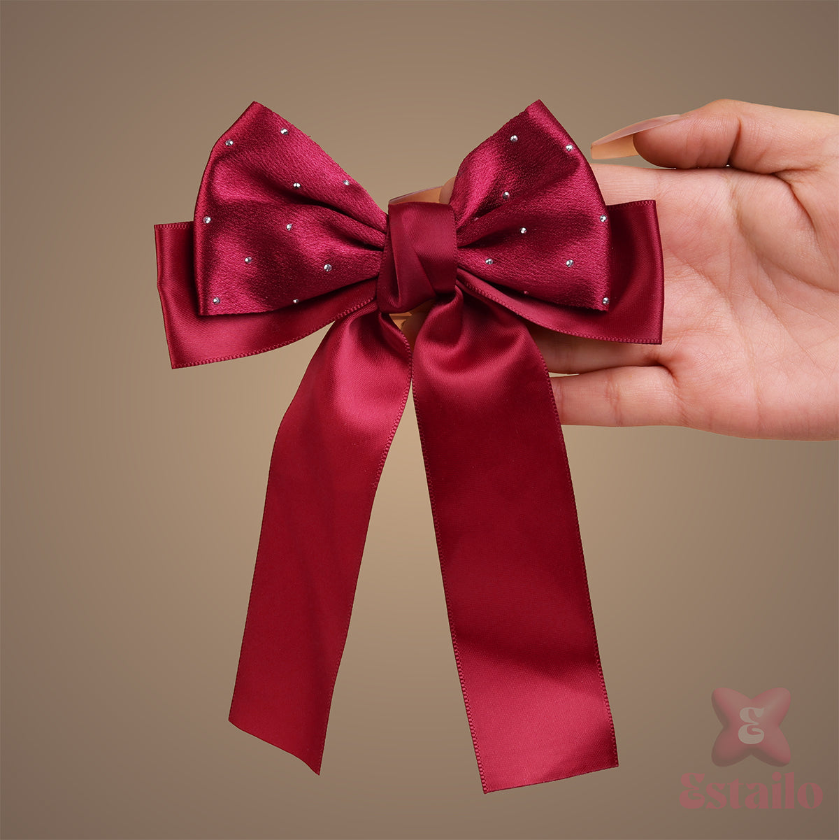Ruby Ribbon Bow Clip