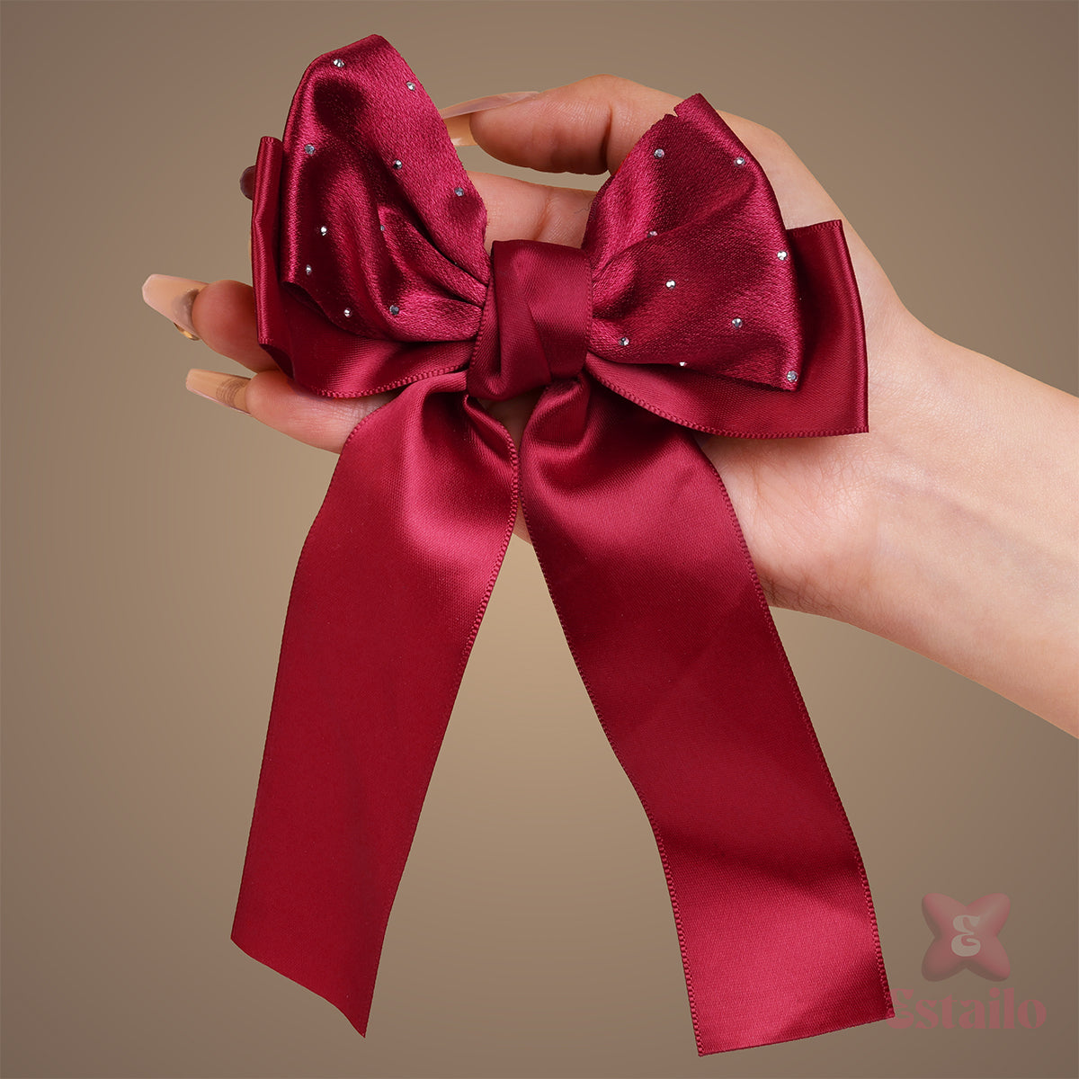 Ruby Ribbon Bow Clip