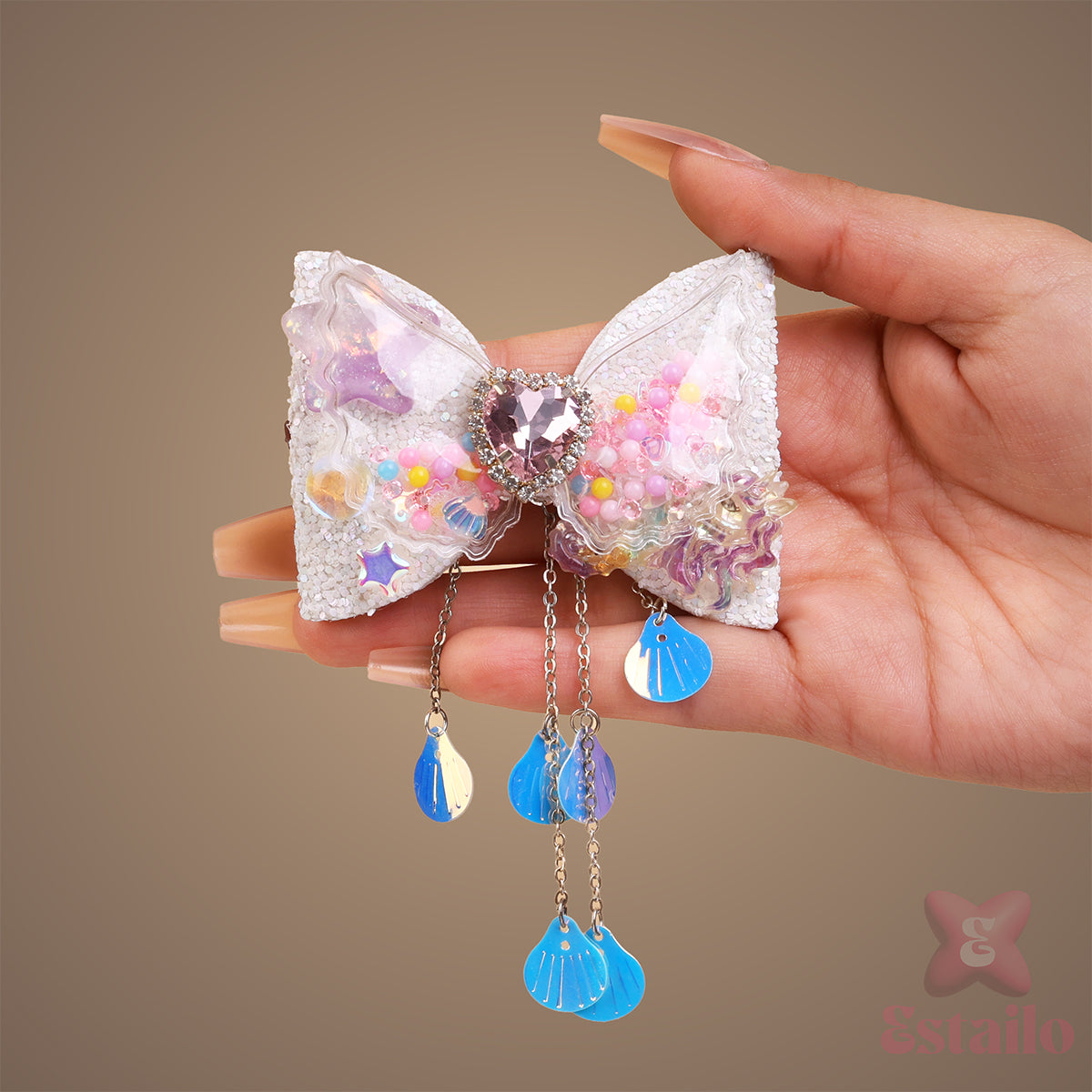 Glitter Bows Floral Charms Hair Clip