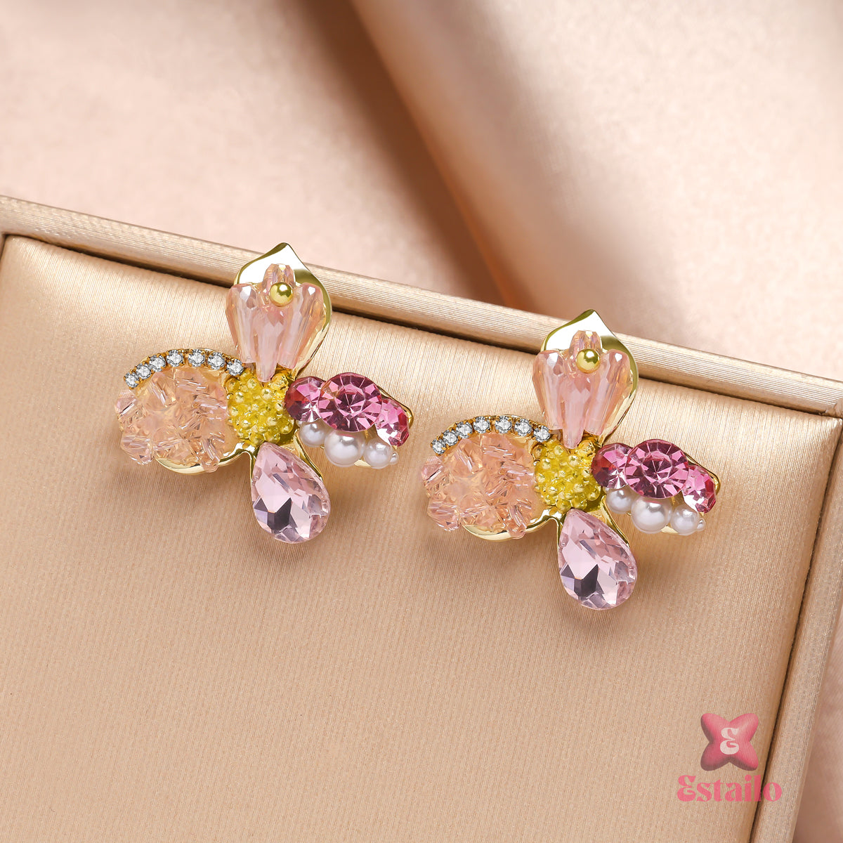 Pink Flutter Studs Earring