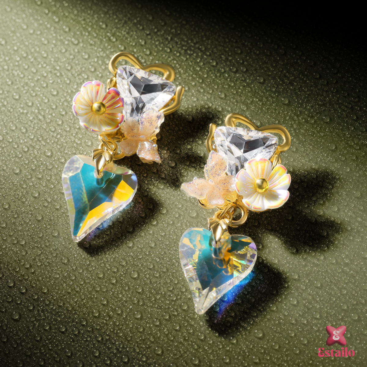 Iridescent Petal Prism Earring
