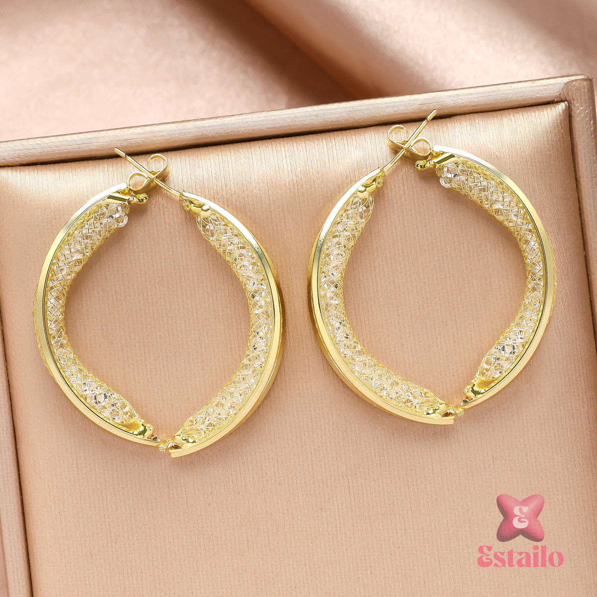 Glittering Gold Hoops Earrings