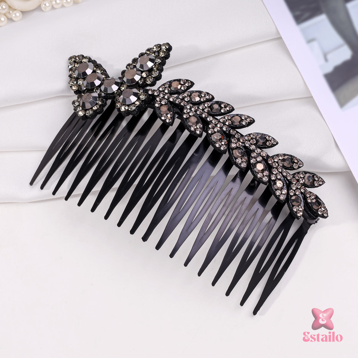 Midnight Butterfly Leaf Comb