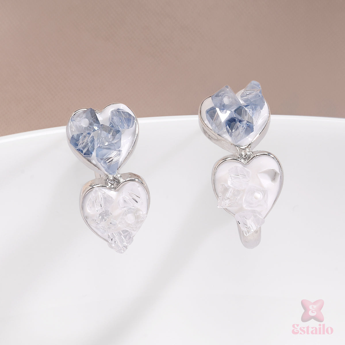 Crystal Heart Huggies Earrings