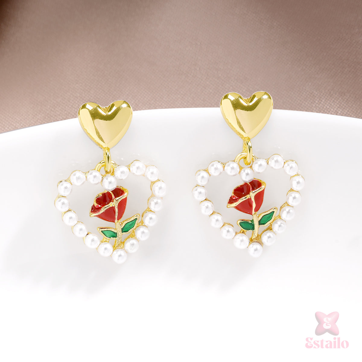 Heart's Desire Rose Earrings
