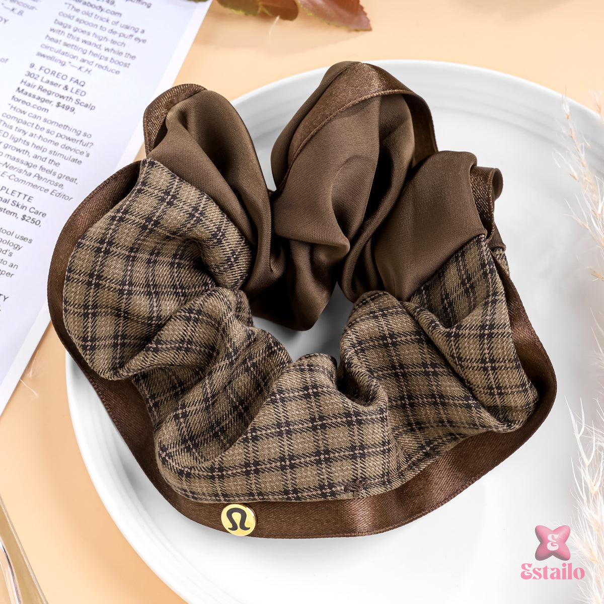 Cocoa Check Scrunchie