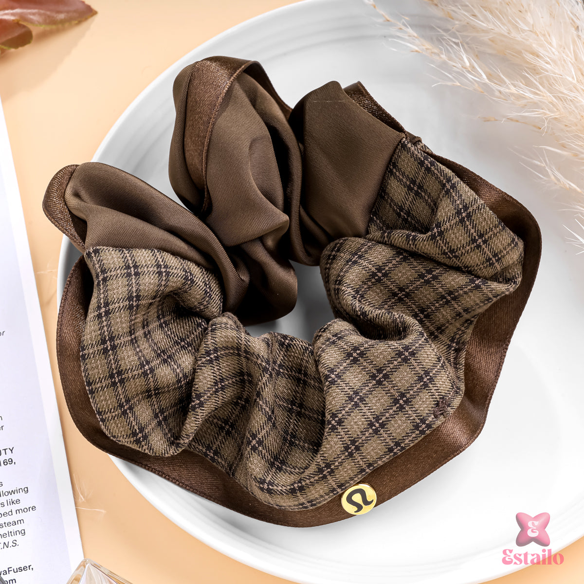 Cocoa Check Scrunchie