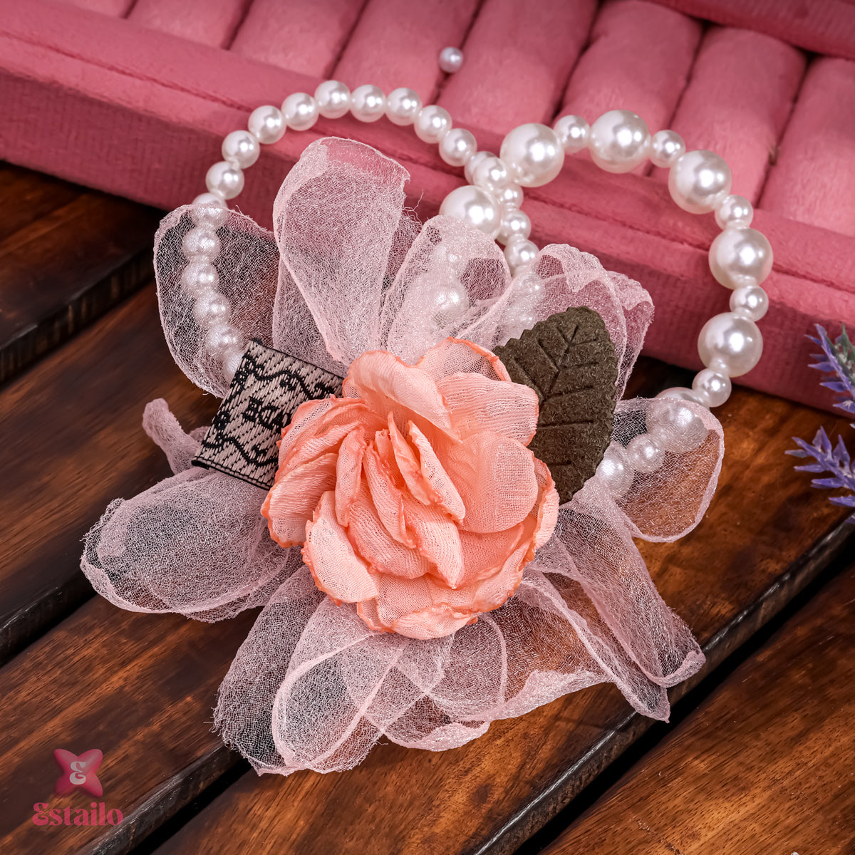 Pink Rosette Hair Tie