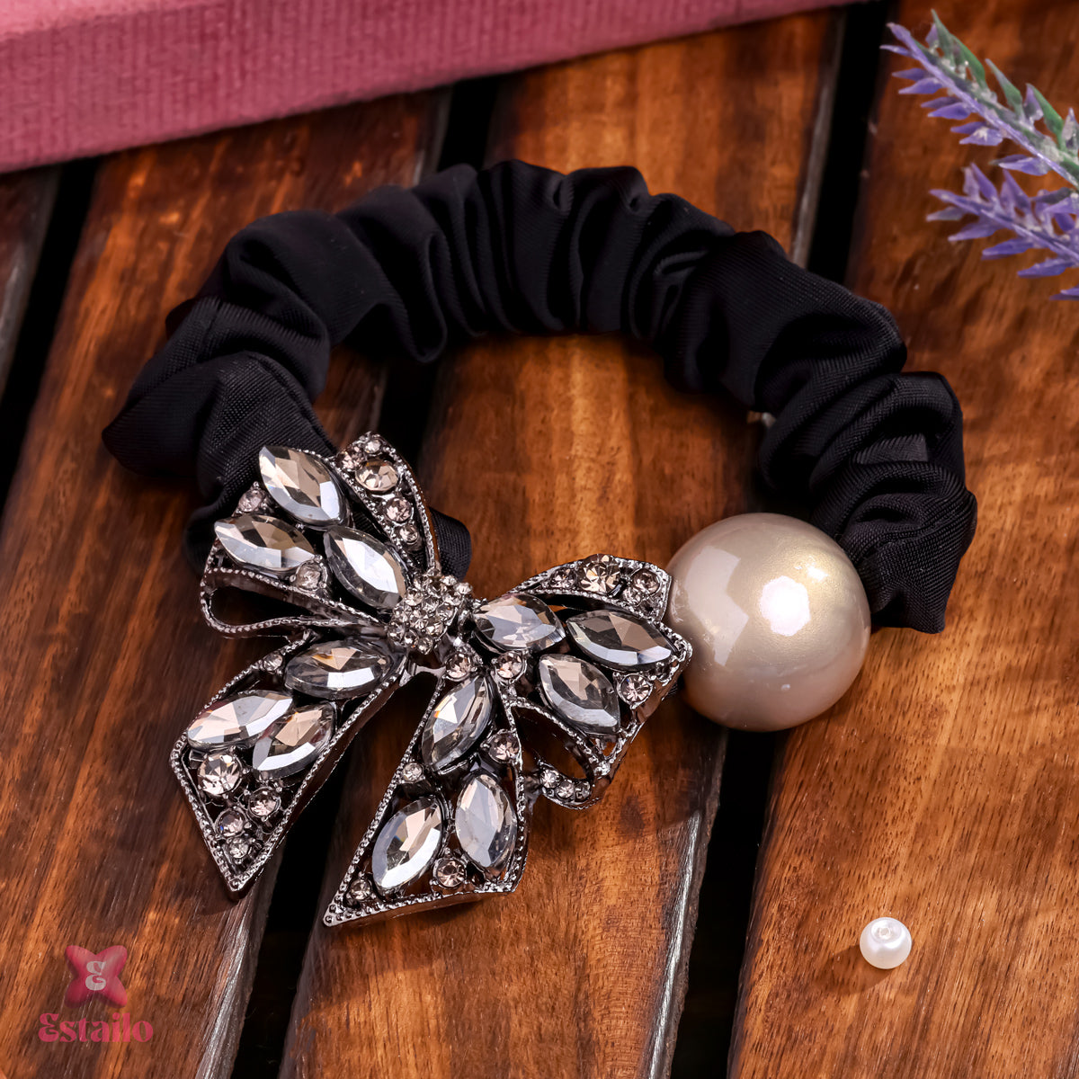 Sparkling Rhinestone Bow Hair Tie