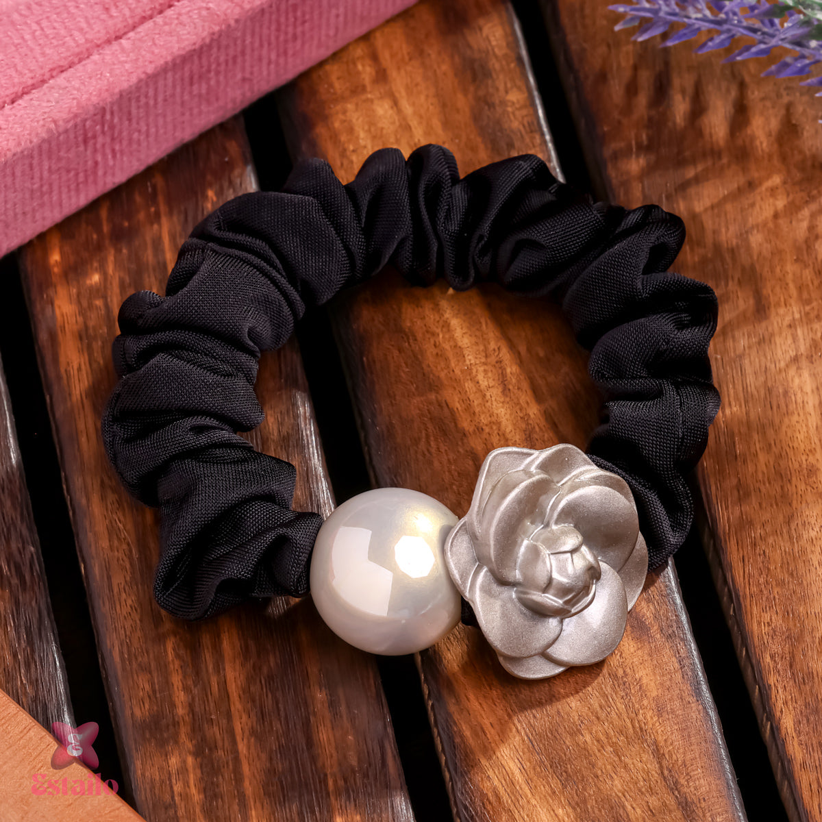 Black Rose Ponytail Hair Tie