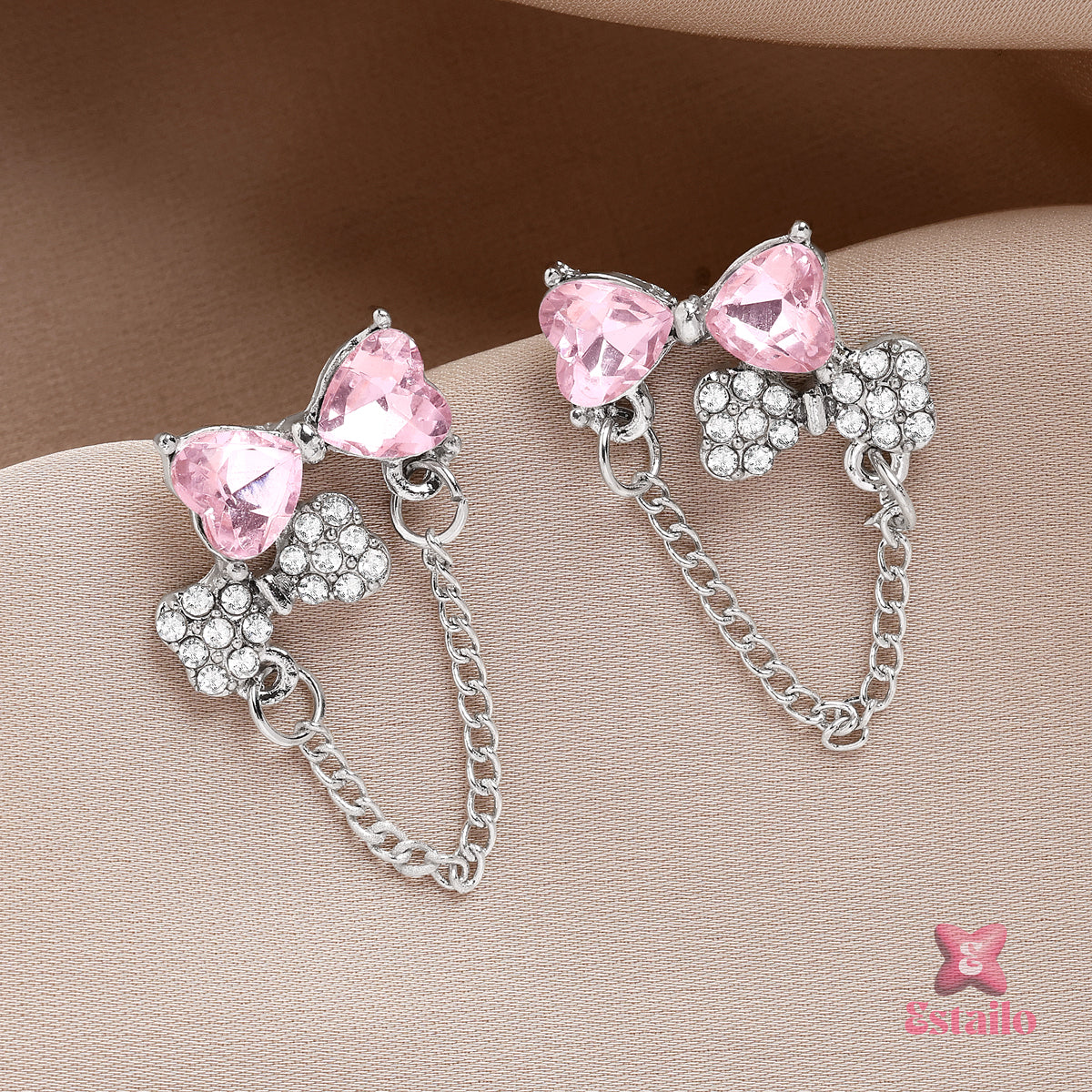 Ballet Pink Bow Dangles Earrings