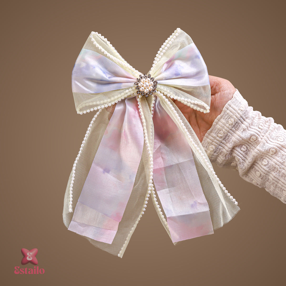 Elegant Pearl Bow Hair Clip