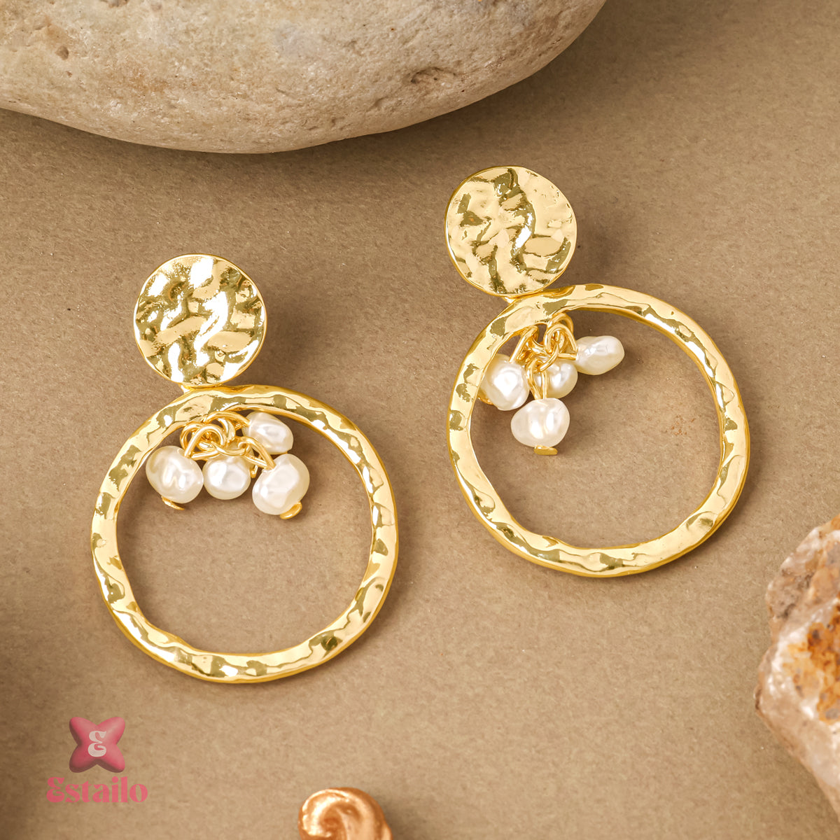 Golden Dewdrop Hoops Earrings