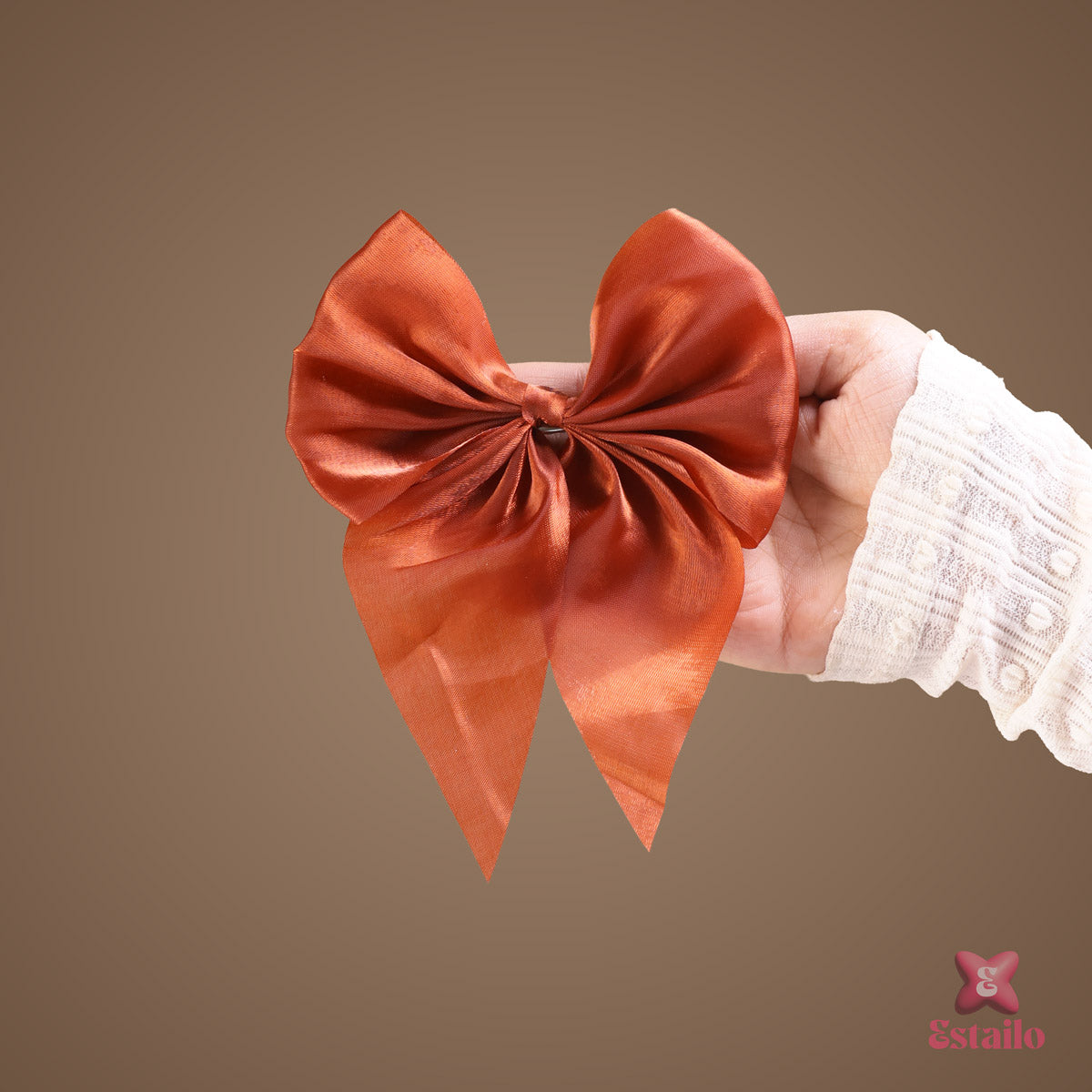 Rust Bow Barrette Clip