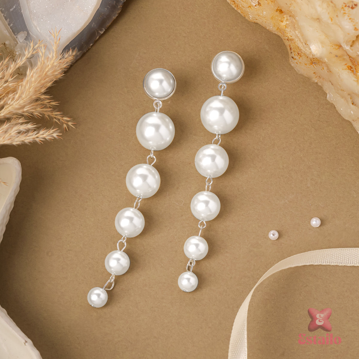 Pearl Long Drop Earrings