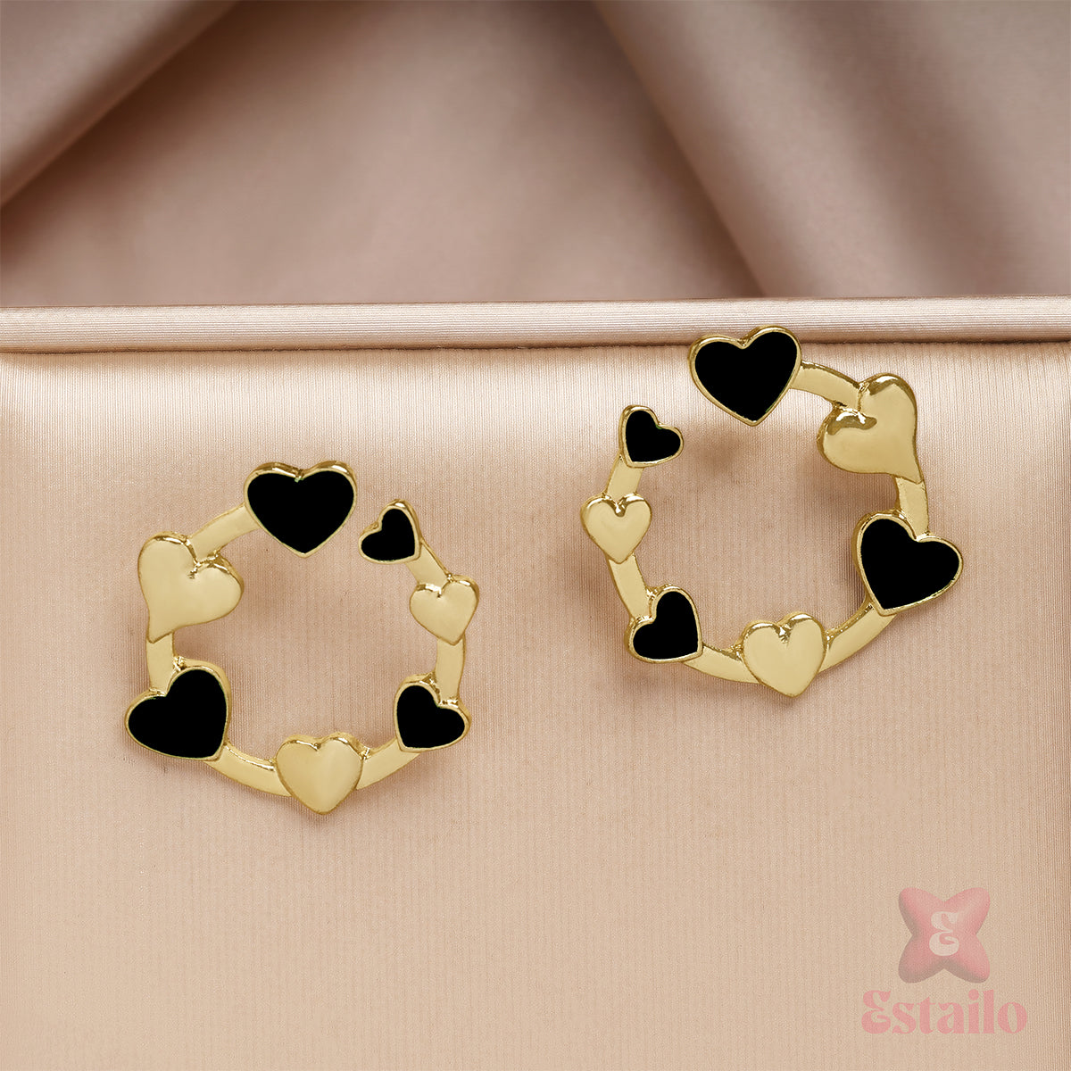 Midnight Heart Hoops Earring