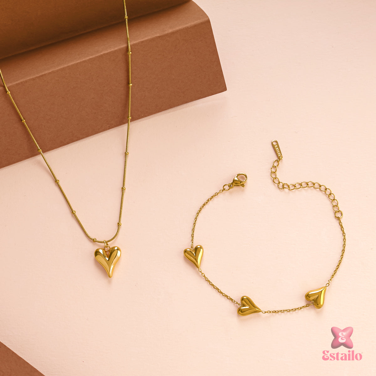 Golden Puffy Heart Set