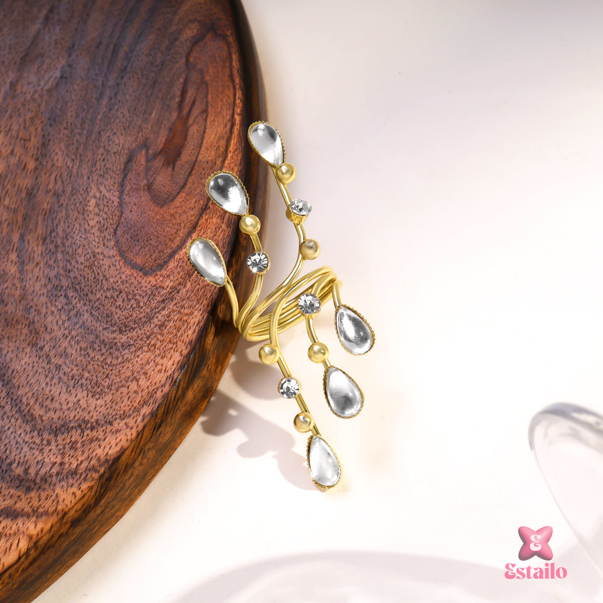 Sculptural Golden Twig Ring