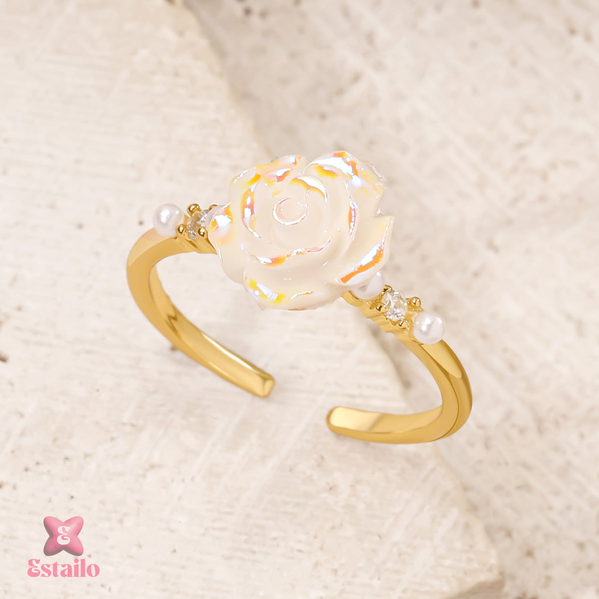 Celestial Rose & Pearl Ring