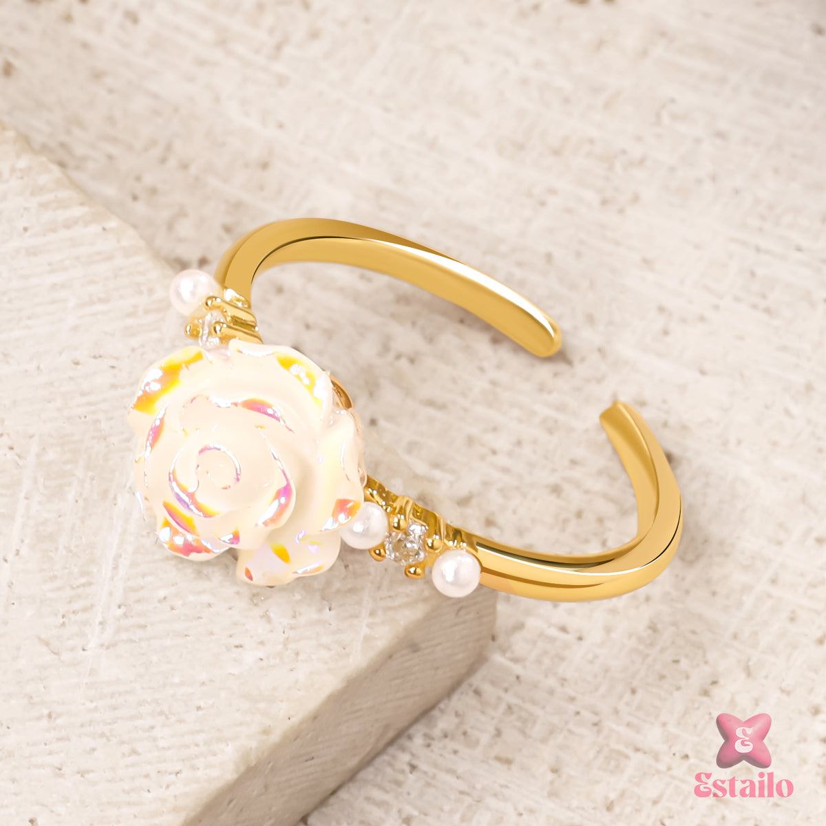 Celestial Rose & Pearl Ring