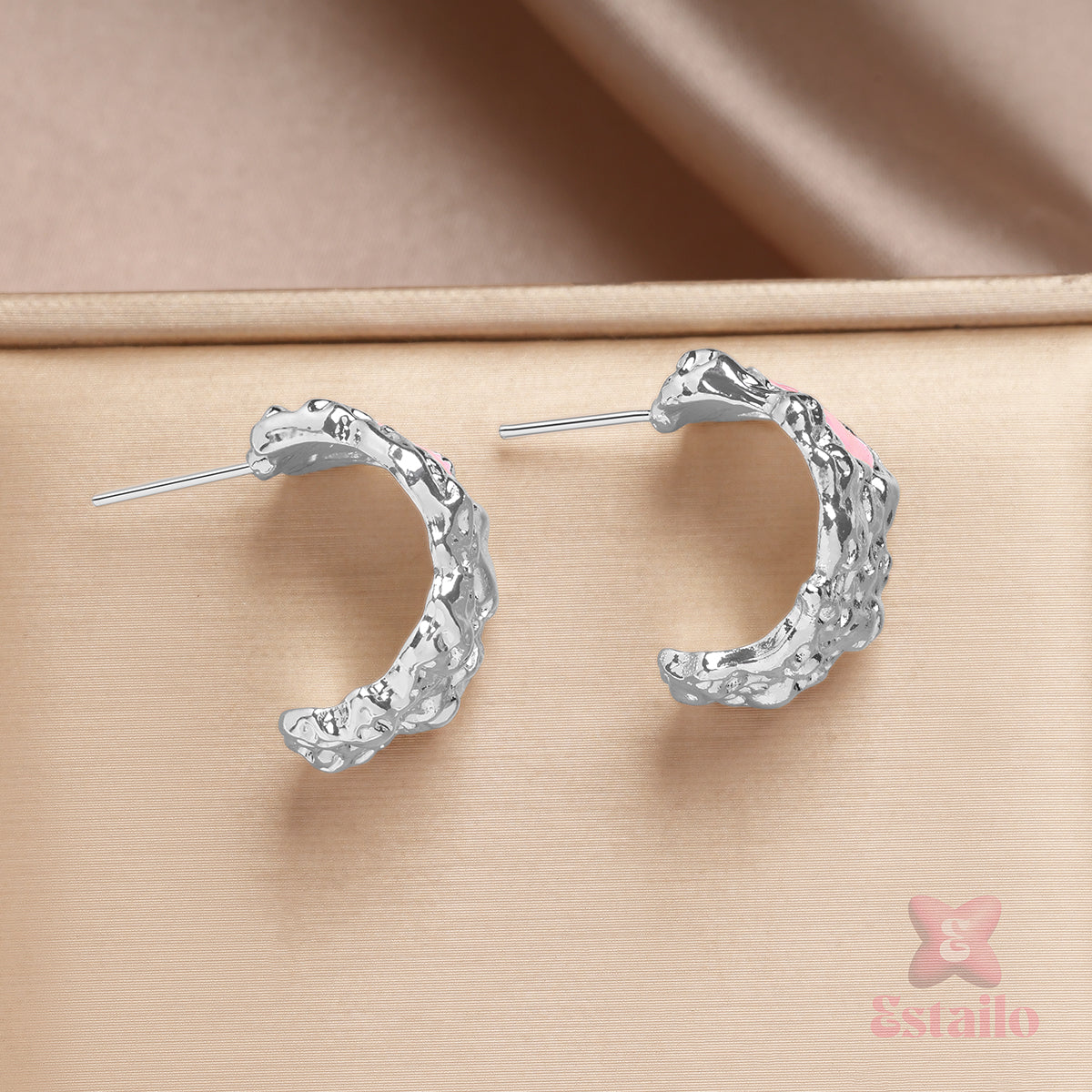 Rosy Heart Shimmer Earrings