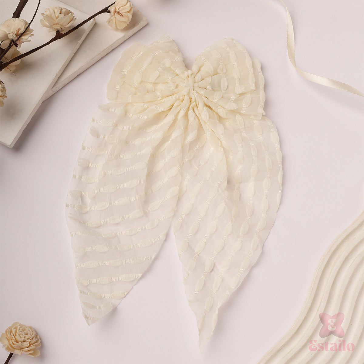 Elegant Ivory Bow Clip