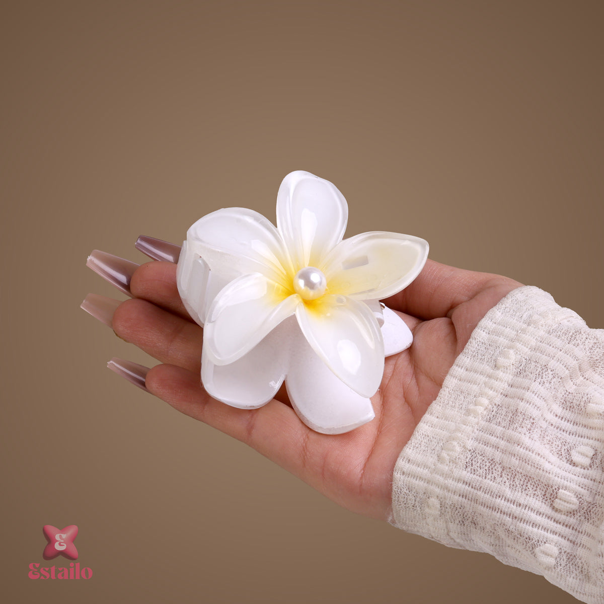 Frangipani flower hair claw