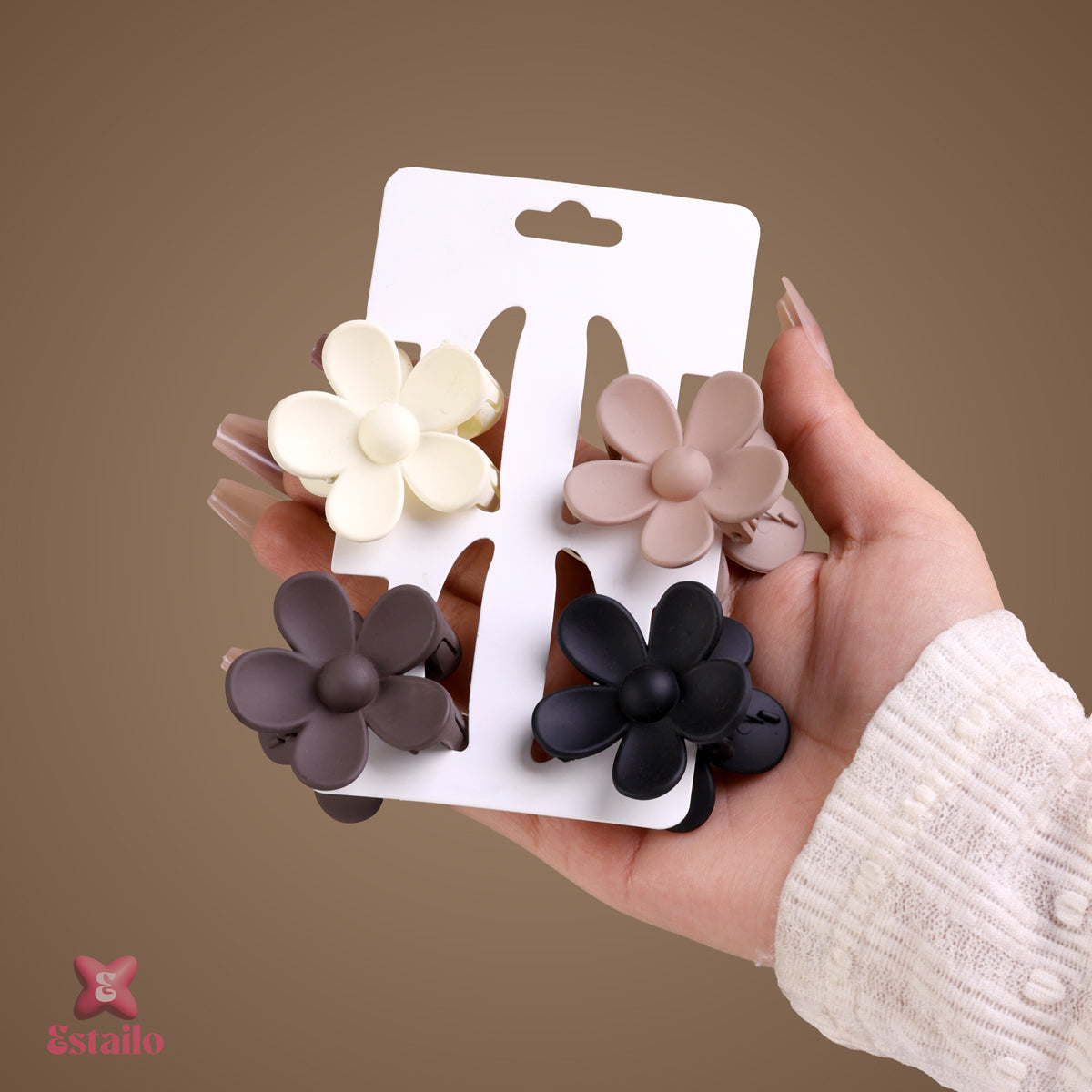 Matte Flower Claw Clips