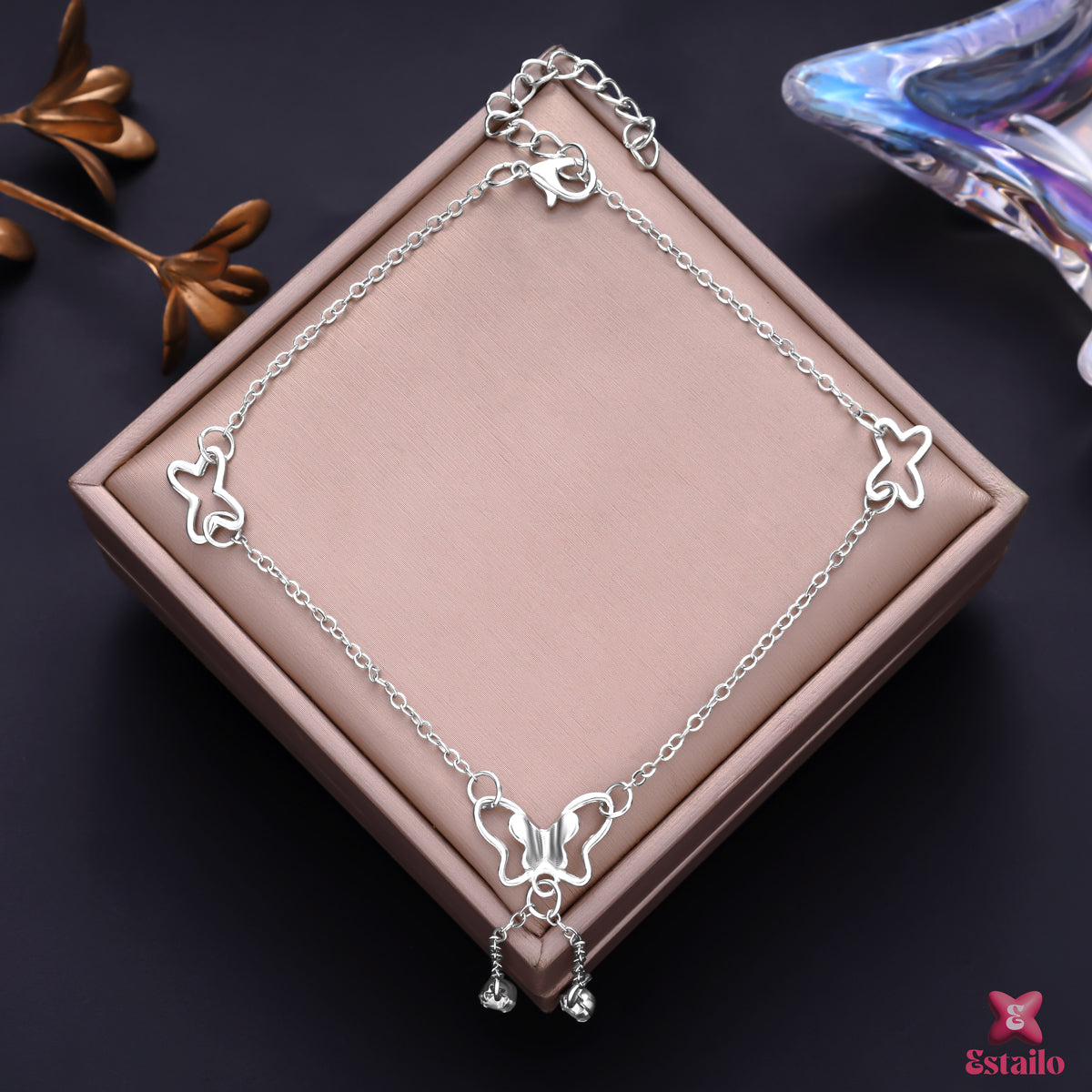 Gilded Butterfly Droplet Anklet