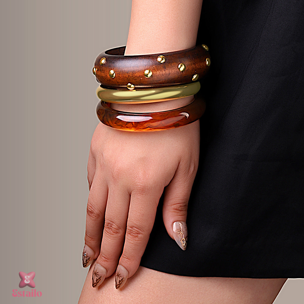 Amber Horizon Stack Bangle Bracelet
