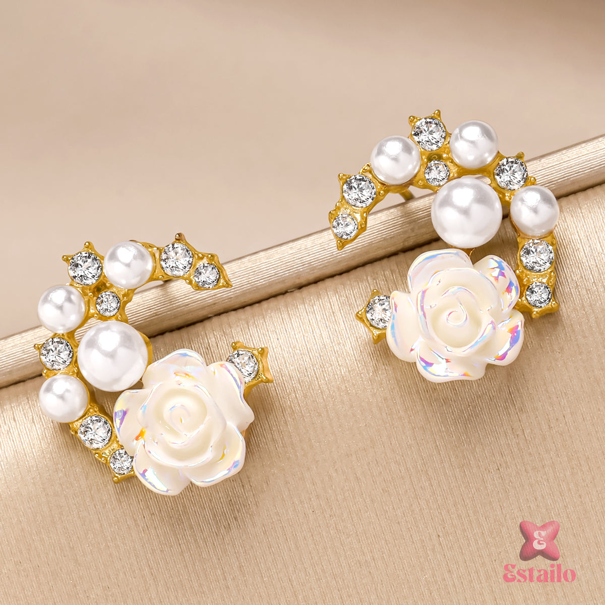 Graceful Rose Pearl Earrings