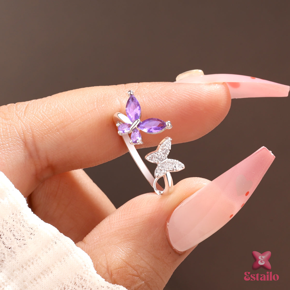 Purple Zirconia Butterfly Ring