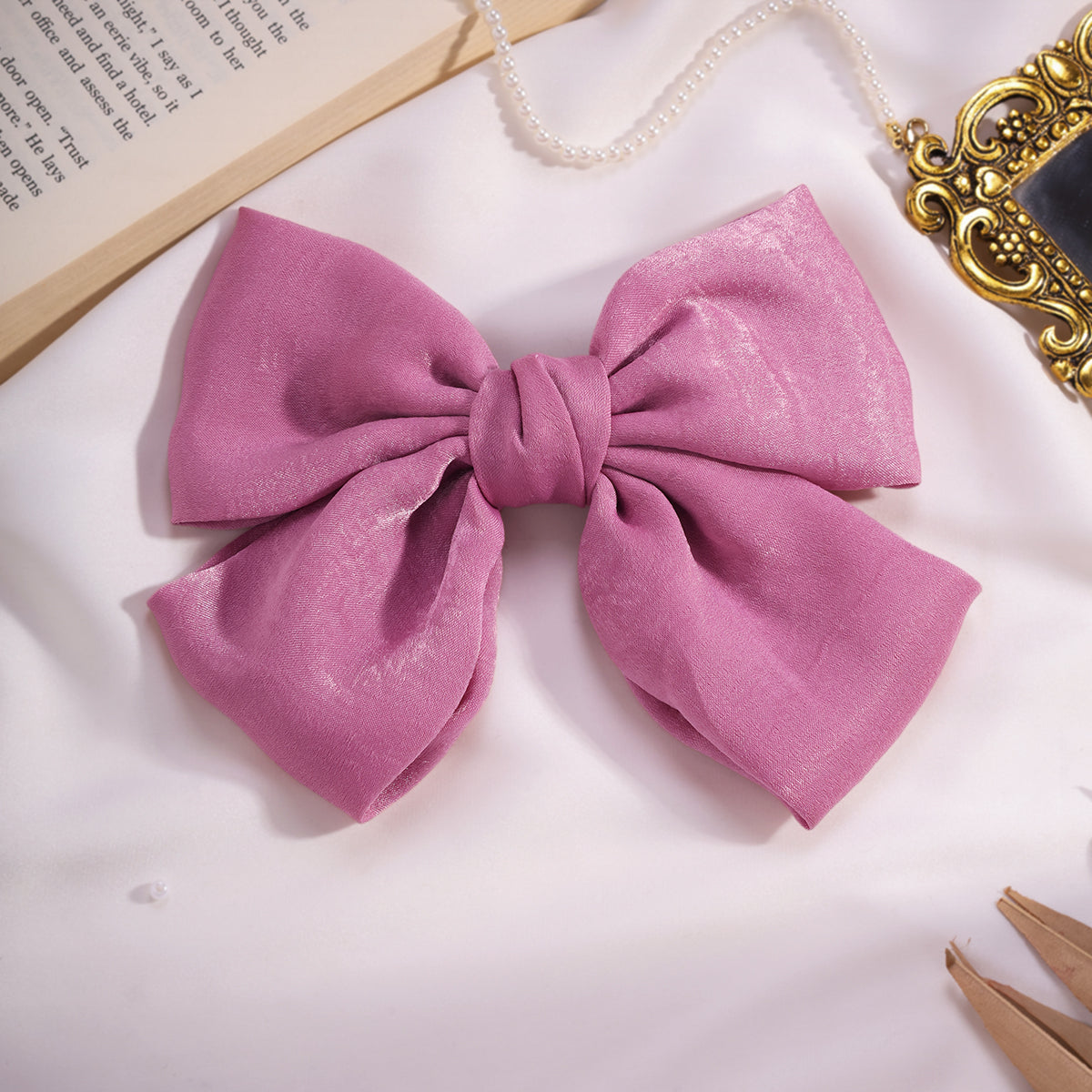 Dusky Rose Bow Clip