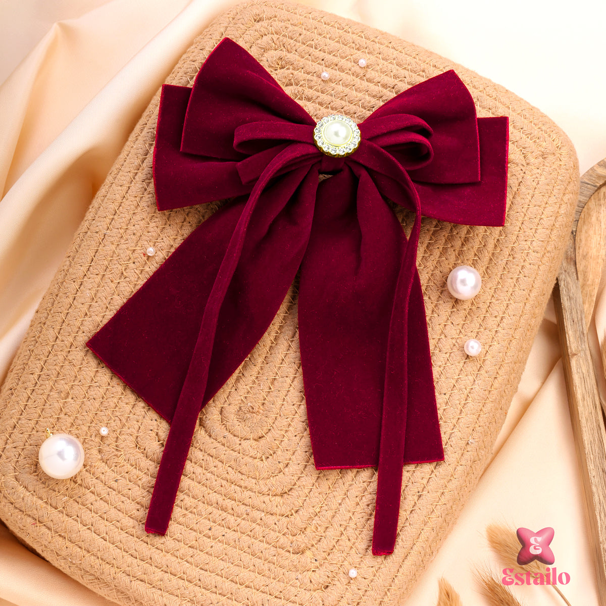 Velvet Rose Elegance Bow Clip