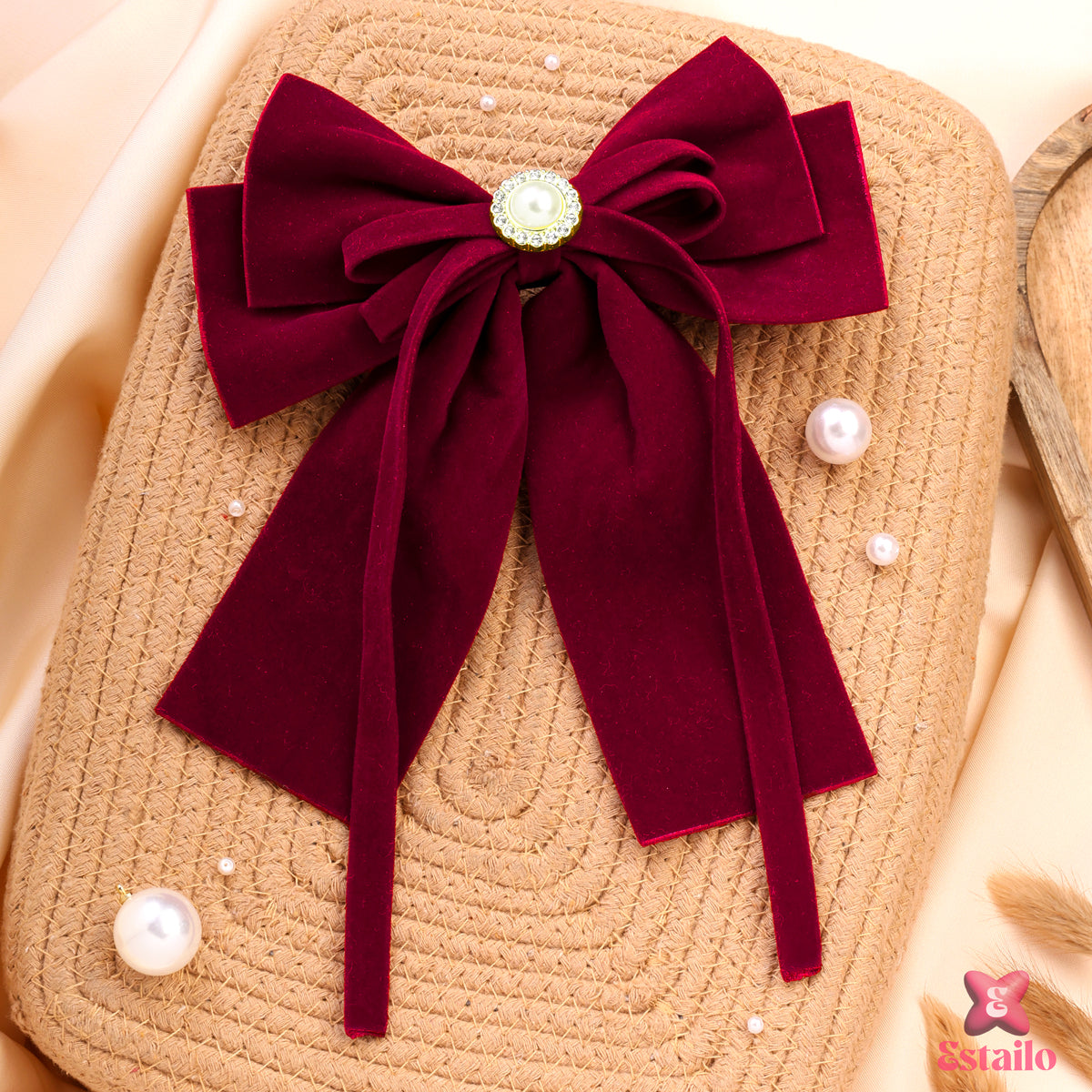 Velvet Rose Elegance Bow Clip