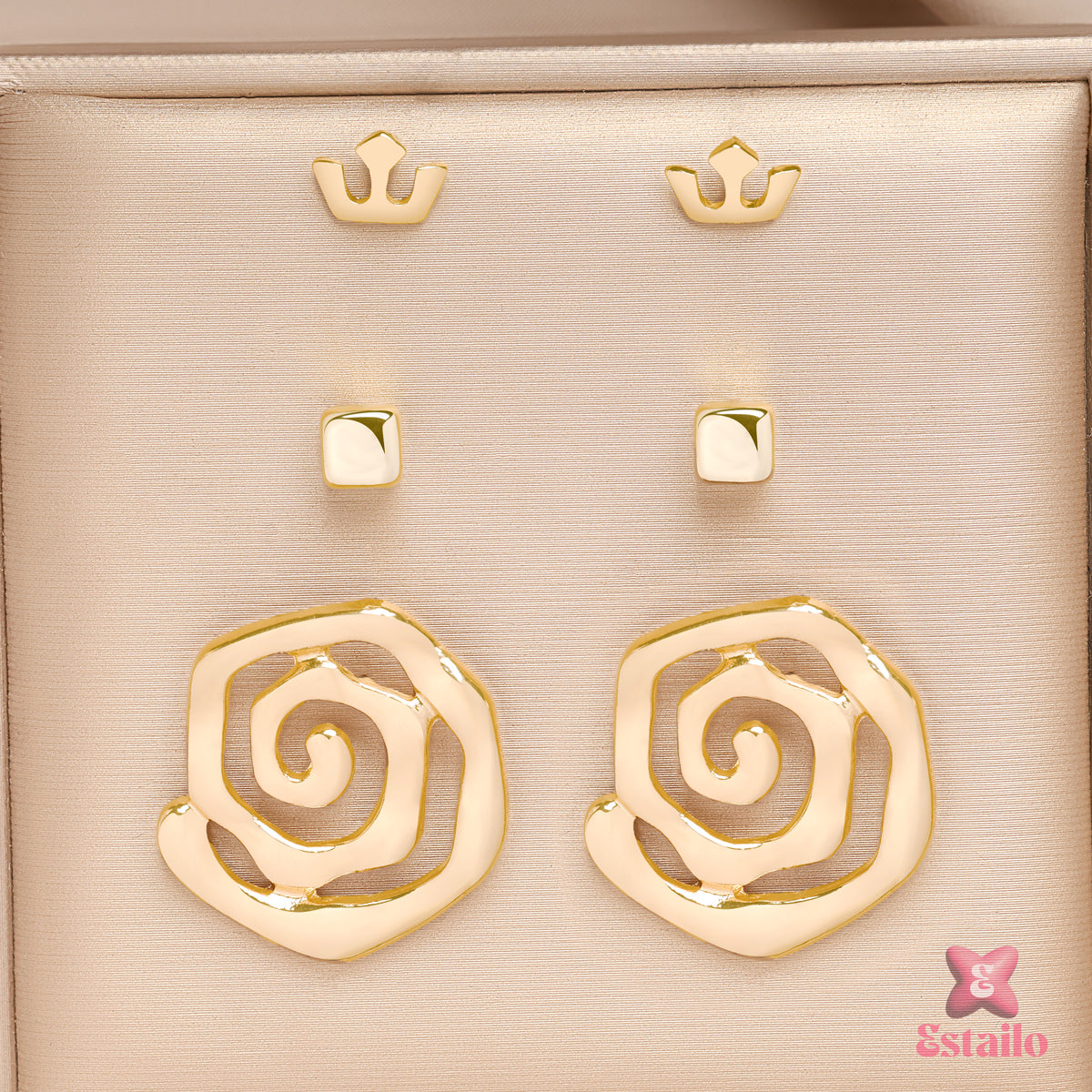 Royal Swirl & Studs Earrings