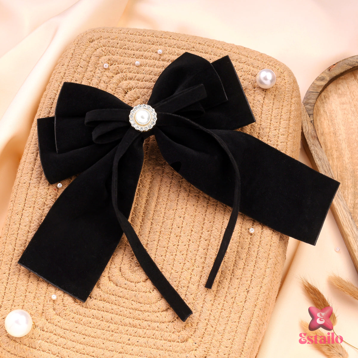 Midnight Glam Bow Clip