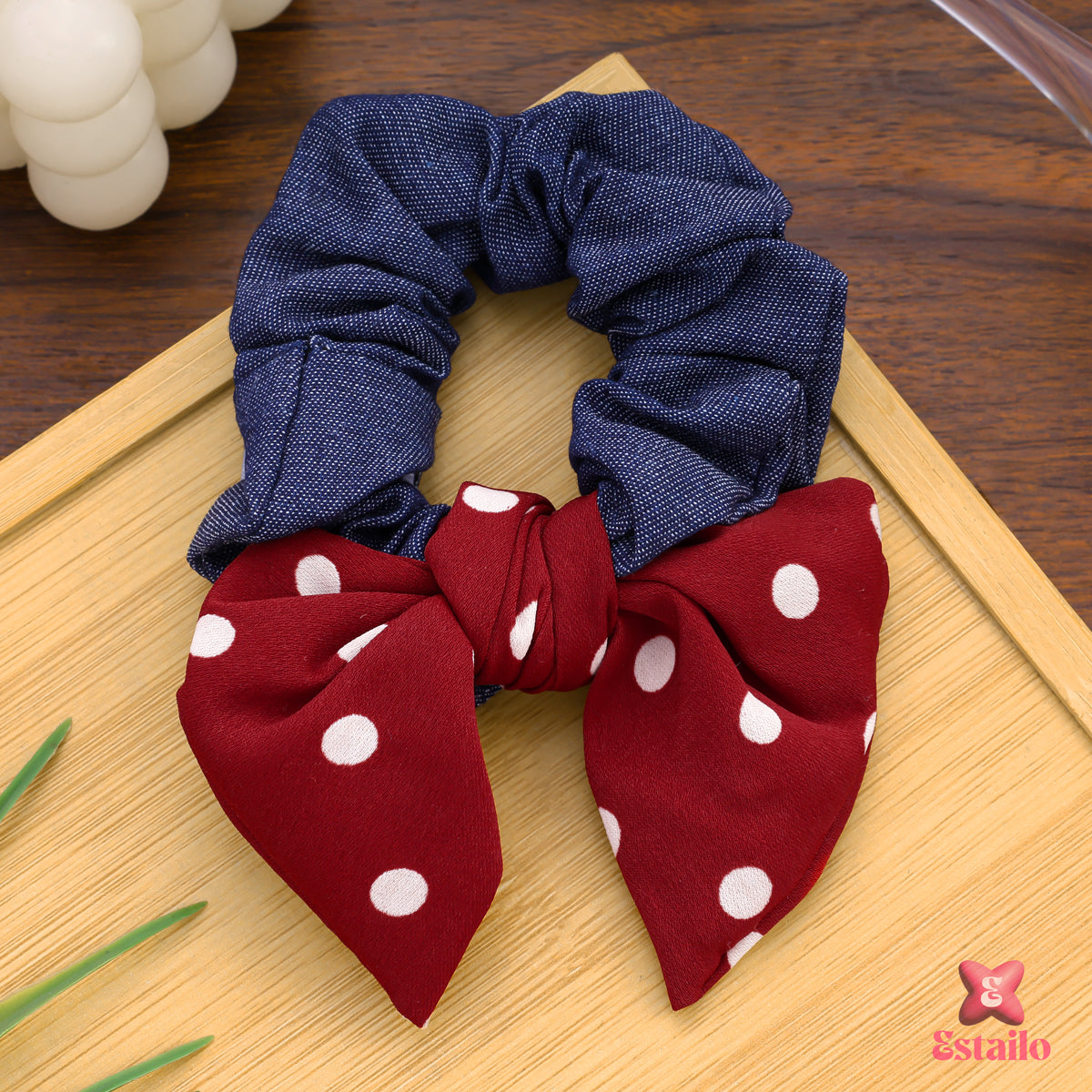 Polka Dot Bow Scrunchie