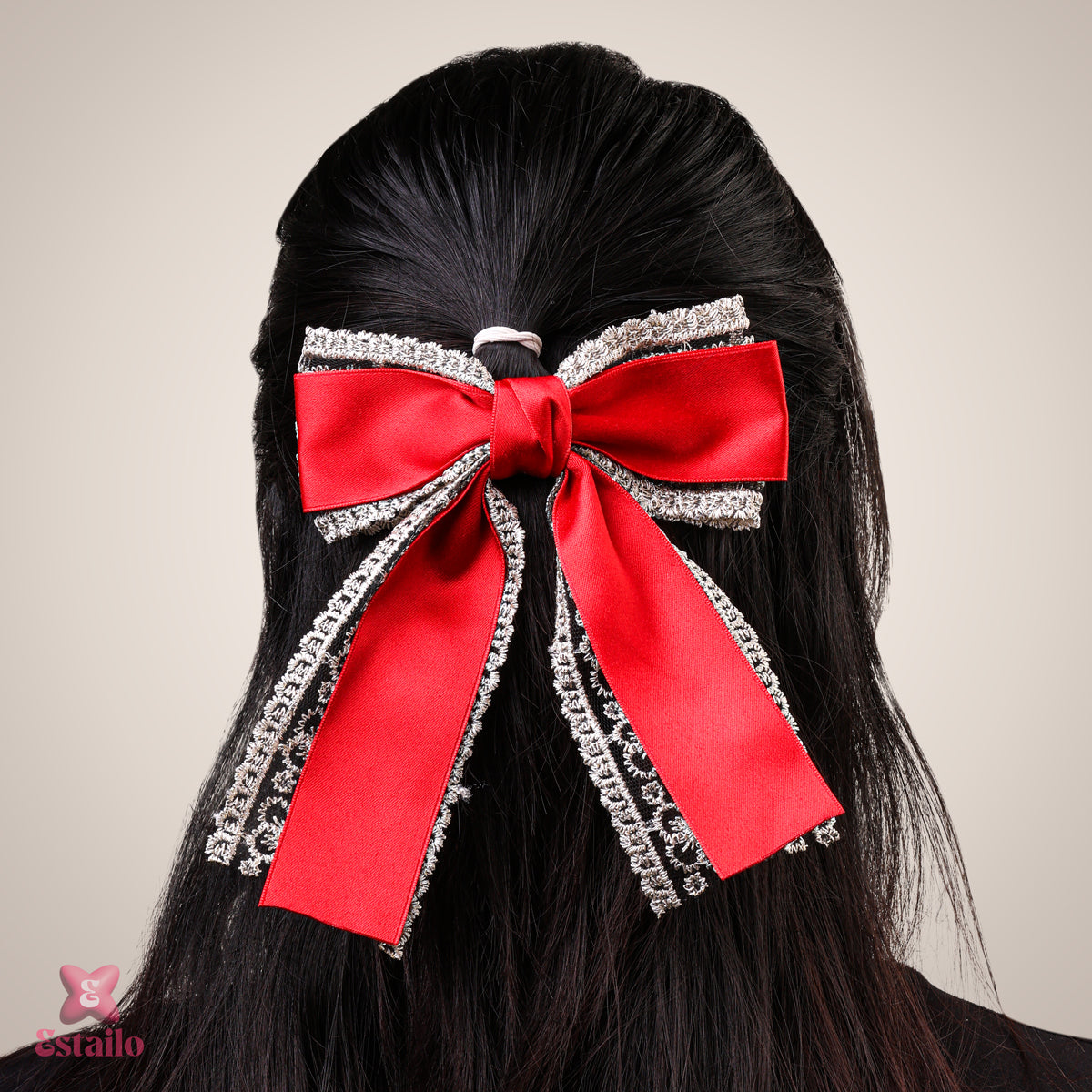 Crimson Elegance Bow Clip
