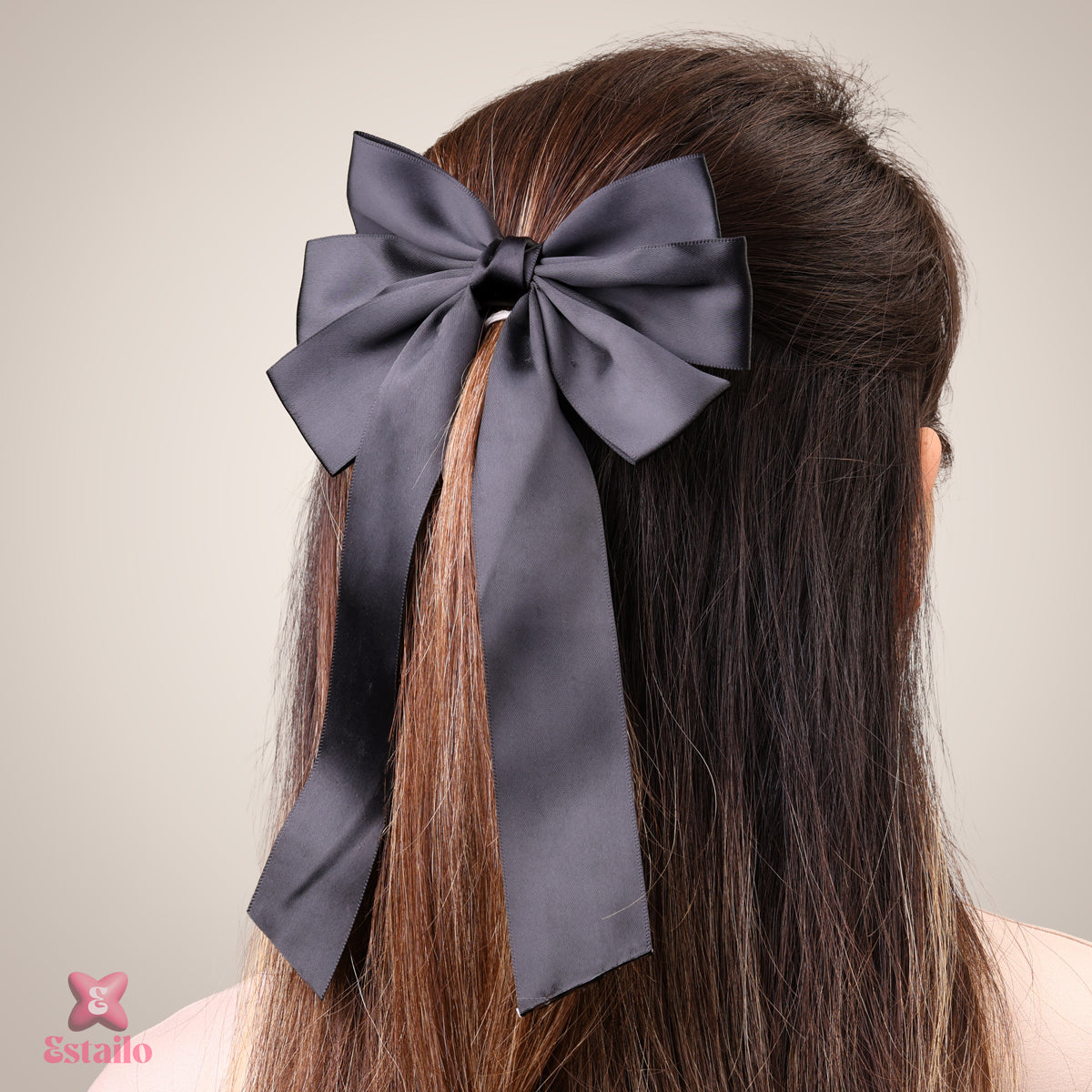 Oversized Black Hair Bow Clip