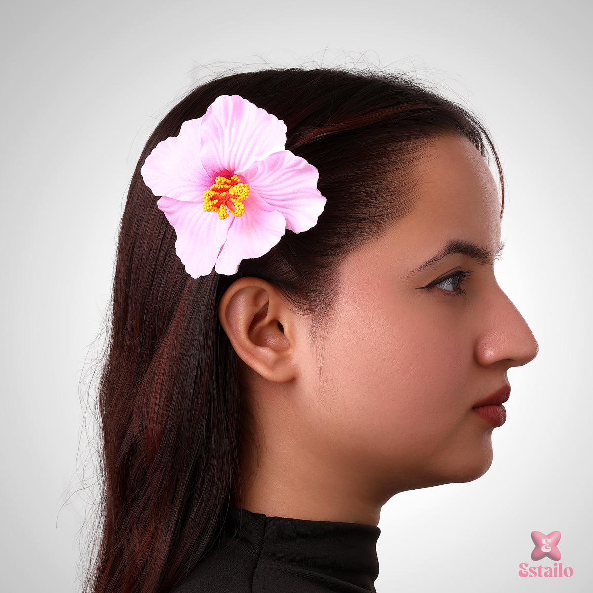 Pink Hibiscus Flower Clip