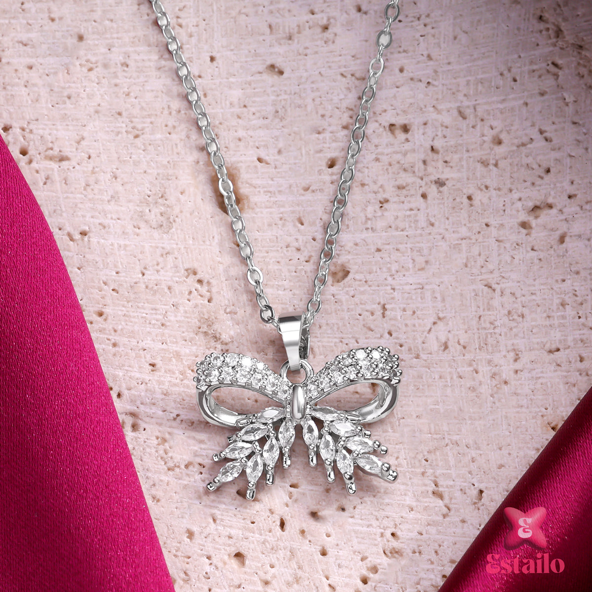 Silver Bowtie Necklace