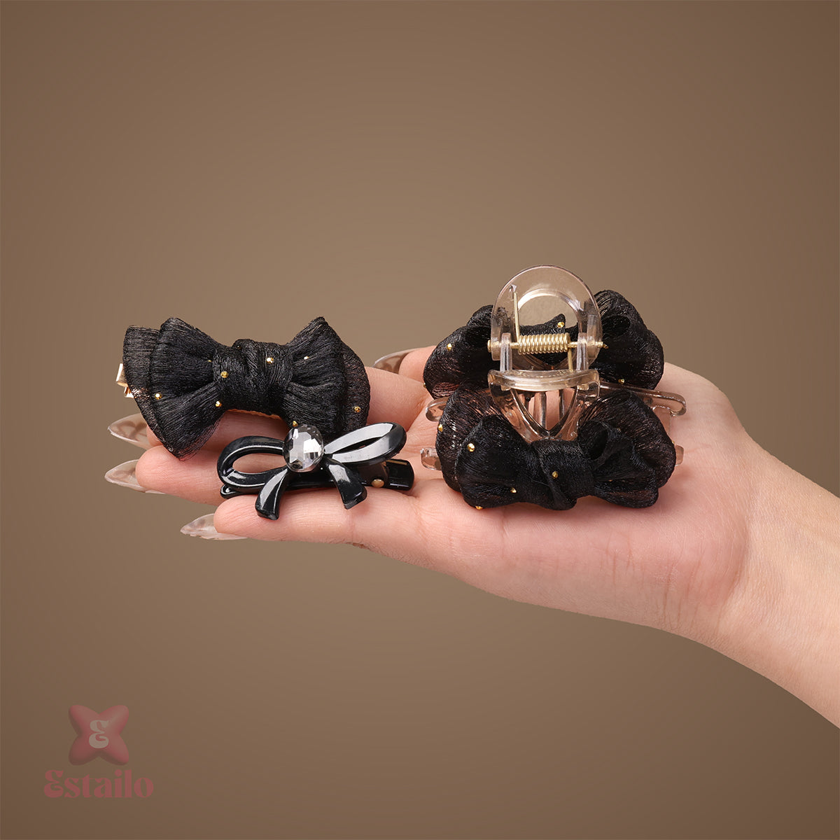 Midnight Bow Hair Clip