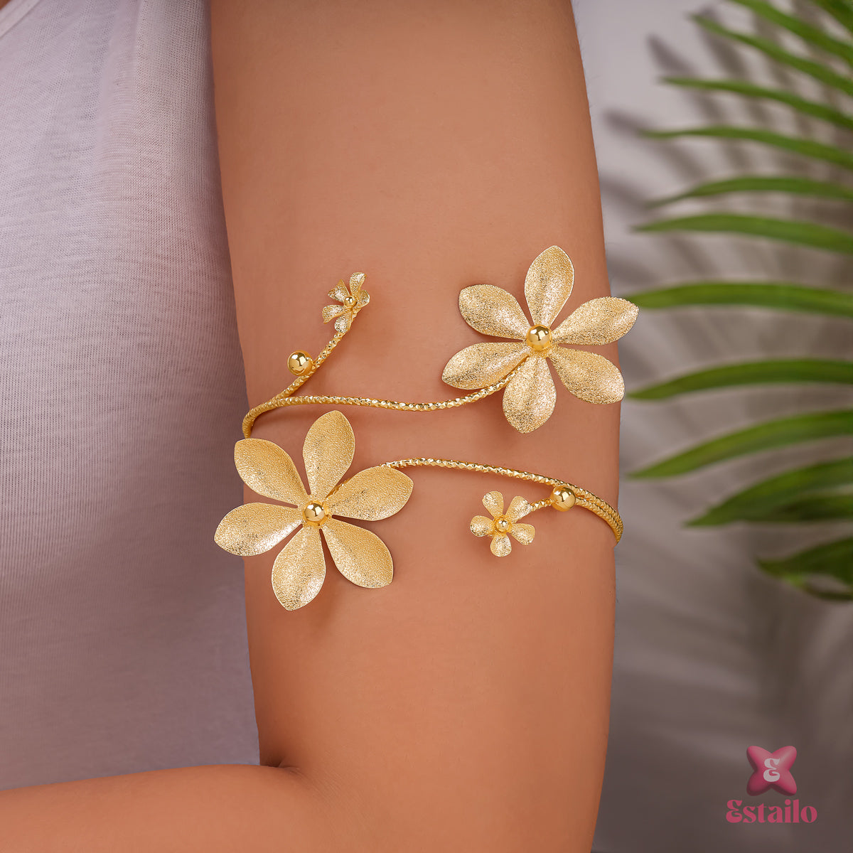 Golden Floral Upper Arm Cuff