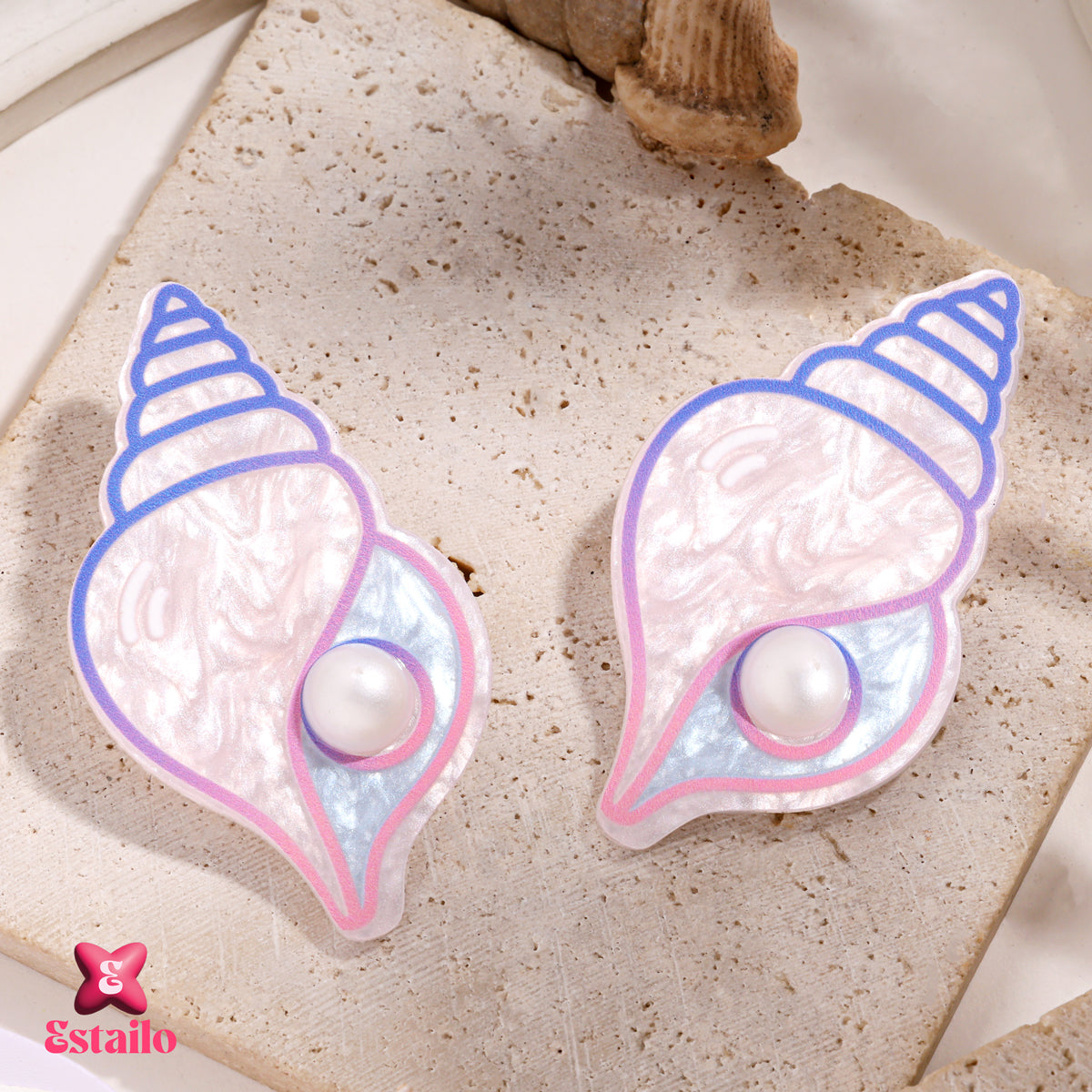 Pearlized Seashell Hair Clips