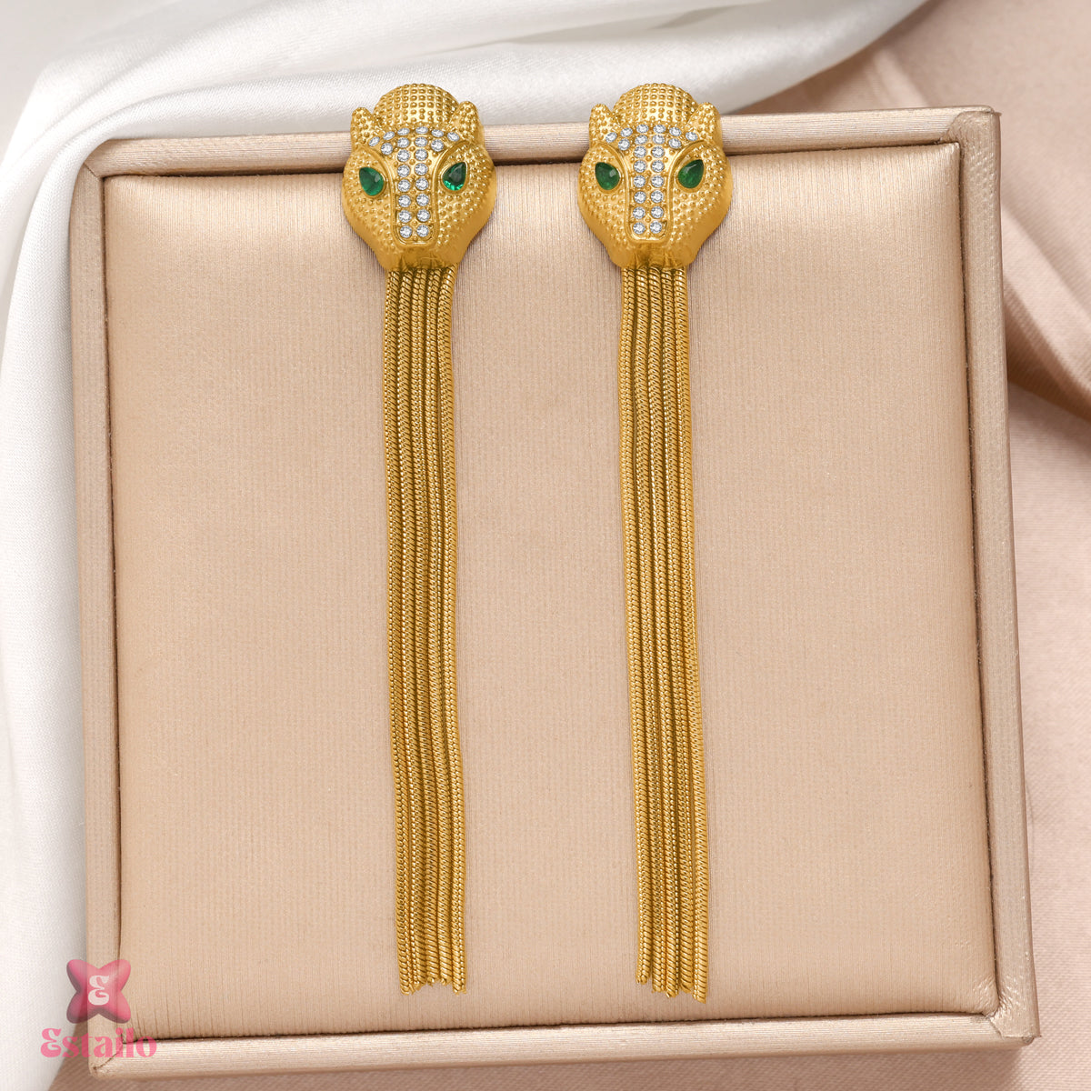 Leopard Emerald Eye Earrings