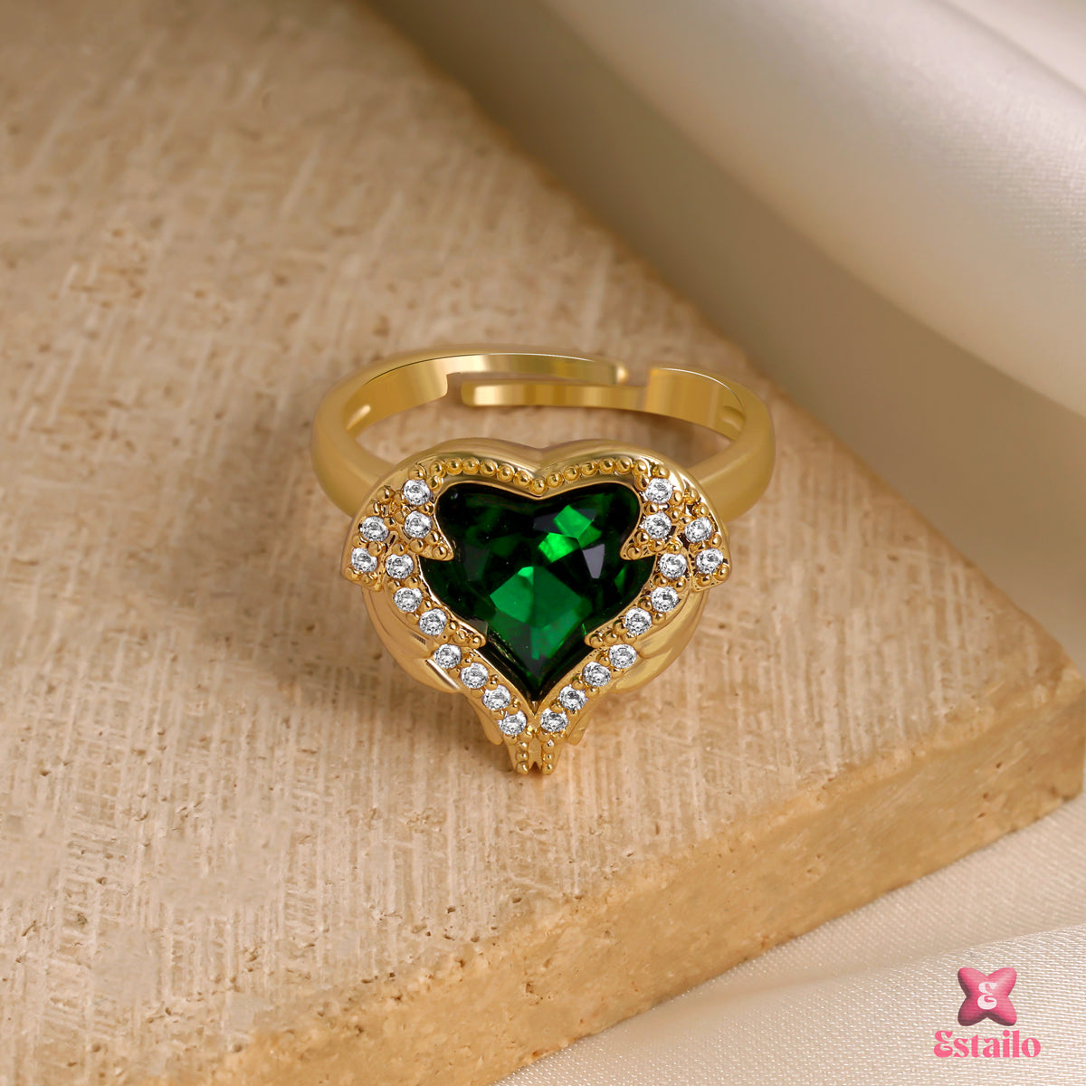 Enamel Heart Sparkle Ring